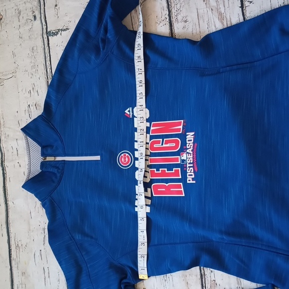 Majestic Blue Women's Cubs We Came To Reign 2018 Thermabase 1/4 Zip Pullover M - Picture 4 of 8